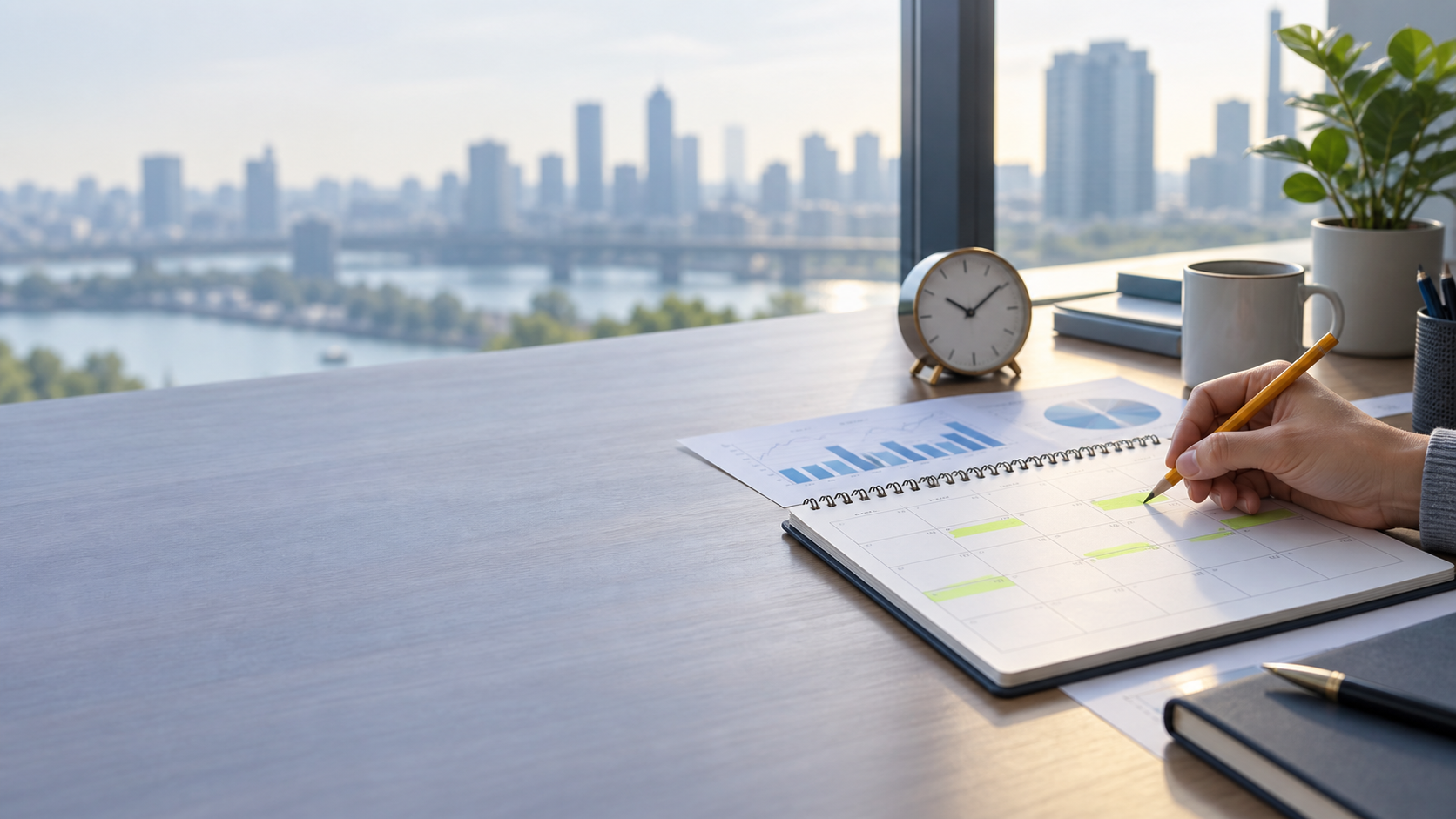 Weekly U.S. economic calendar with a planner, clock, and market chart for September 14-18, 2026.
